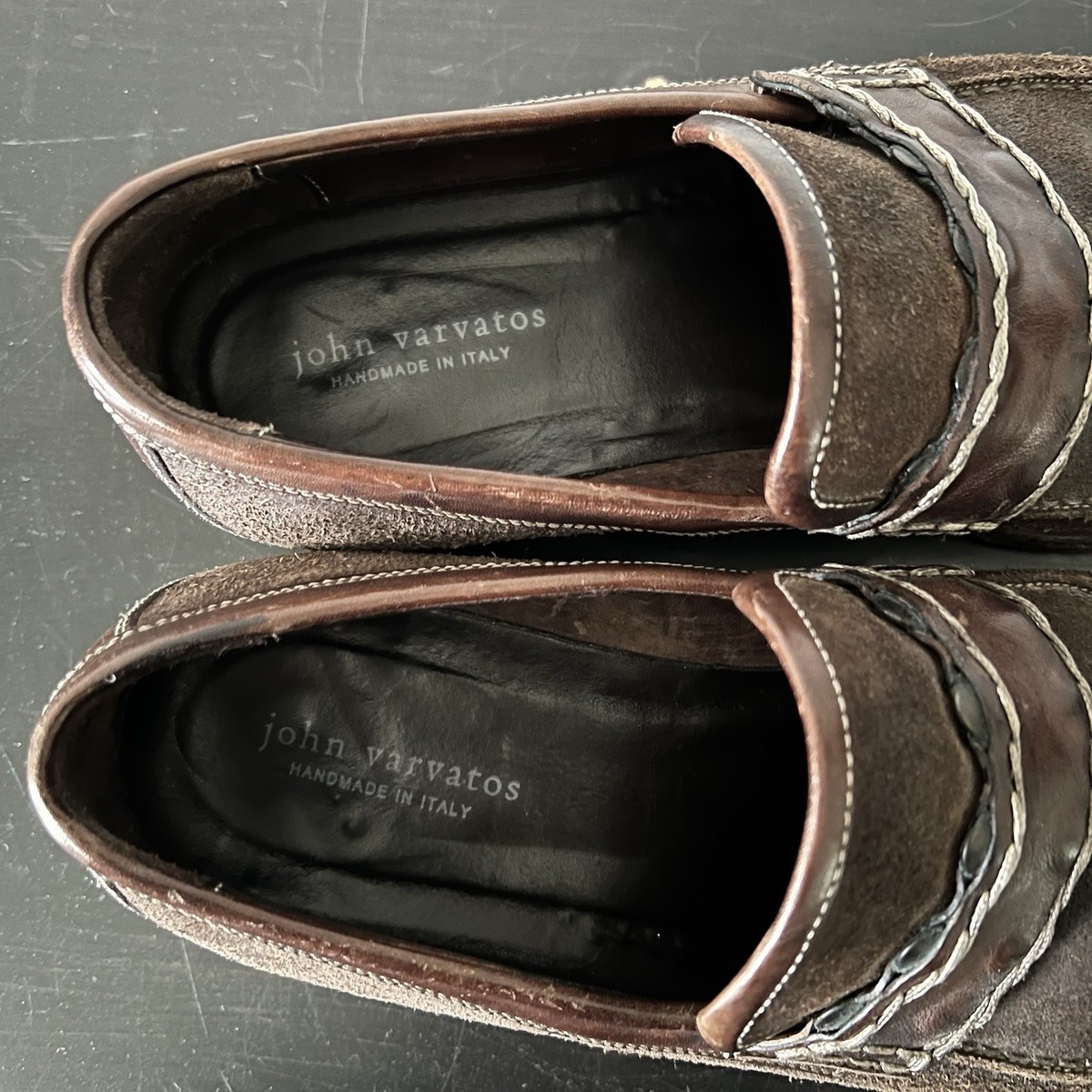 JOHN VARVATOS Men\'s Brown Leather Suede Loafers Shoes Size 11.5 M Amazon.com | John Varvatos Men main image 3