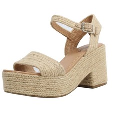Soda Women's Castle Jute Open Toe Ankle Strap Platform Wedge Lt Tan, 8.5 