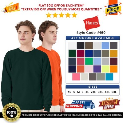 Hanes Unisex EcoSmart Long Sleeve Crew Neck Stylish Pullover Sweatshirt - P160