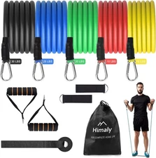 Resistance Bands Set, Himaly Exercise Strength 100lbs, Colorful 