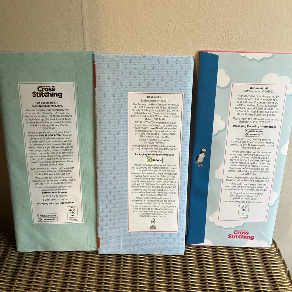 Cross Stitch Bookmark Kits by Woxs Tea Puffin. And Lighthouse x 3 New Sealed - Image 2 of 2