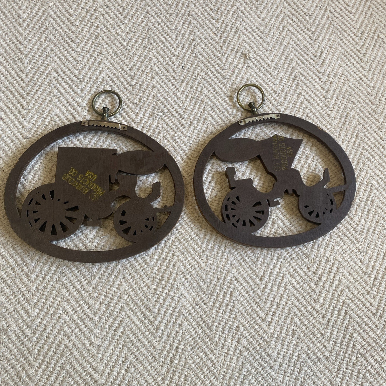 Vintage Burwood Products Company Hanging Wall Art Cars Brougham Great Condition