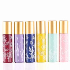 6 Pcs 10ml 1/3 Oz Glass Roll On Bottles,Empty Glass Roller Bottles With Stain...
