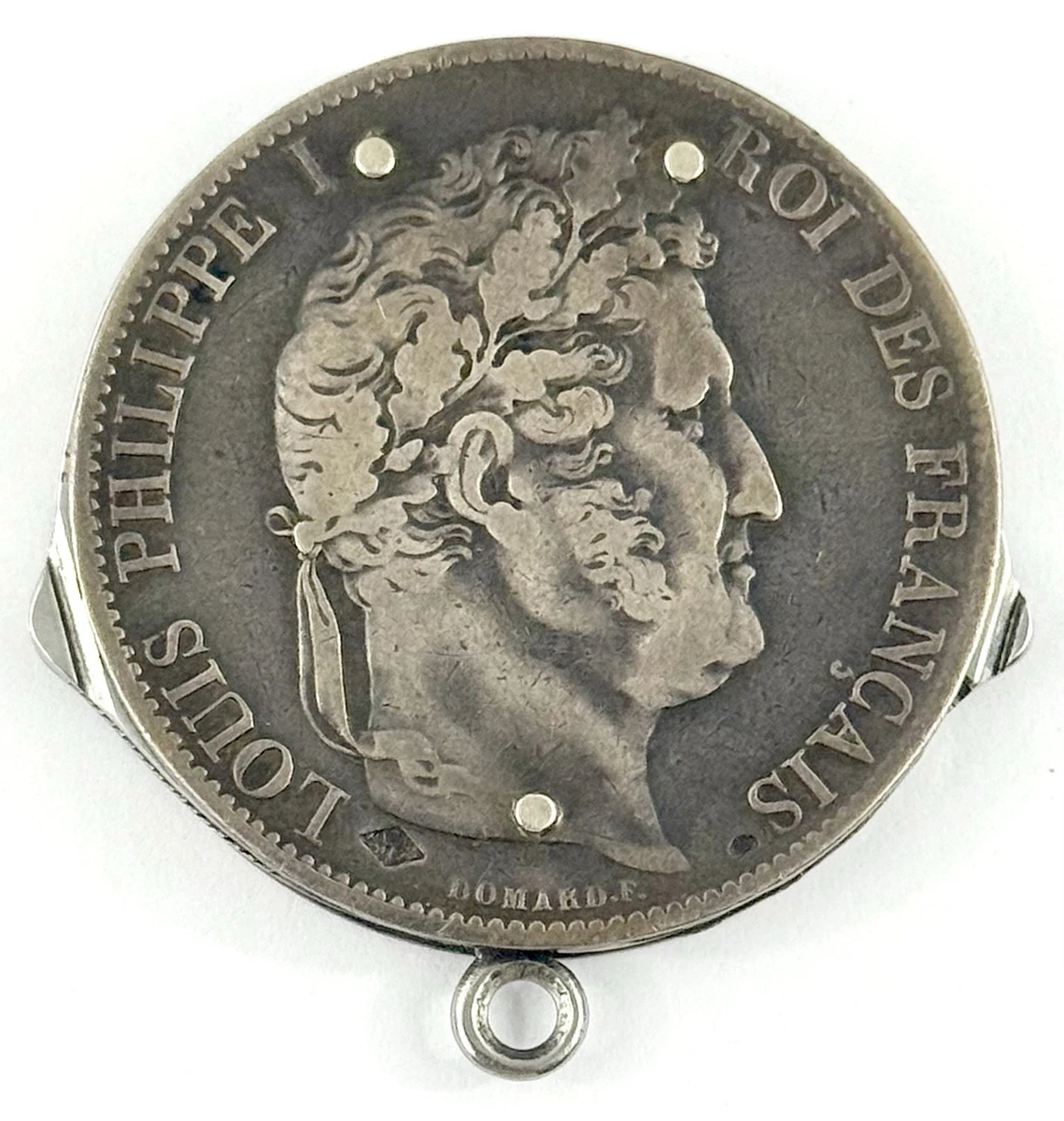 ANTIQUE ELOI FRANCE LOUIS PHILIPPE I 1845 5 FRANCS SILVER COIN