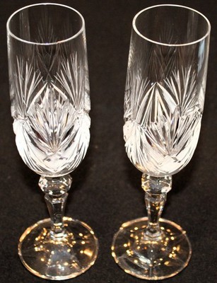 Bohemia Crystal -Crystalex Set Of Two Champagne Glasses
