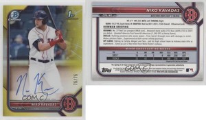 2022 Bowman Chrome Prospect Auto Yellow Refractor /75 Niko Kavadas #CPA-NK Auto