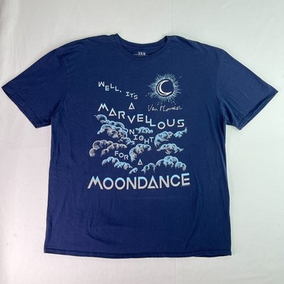 Van Morrison Men XXL Blue Moondance Graphic Band T Shirt Music Album Tee