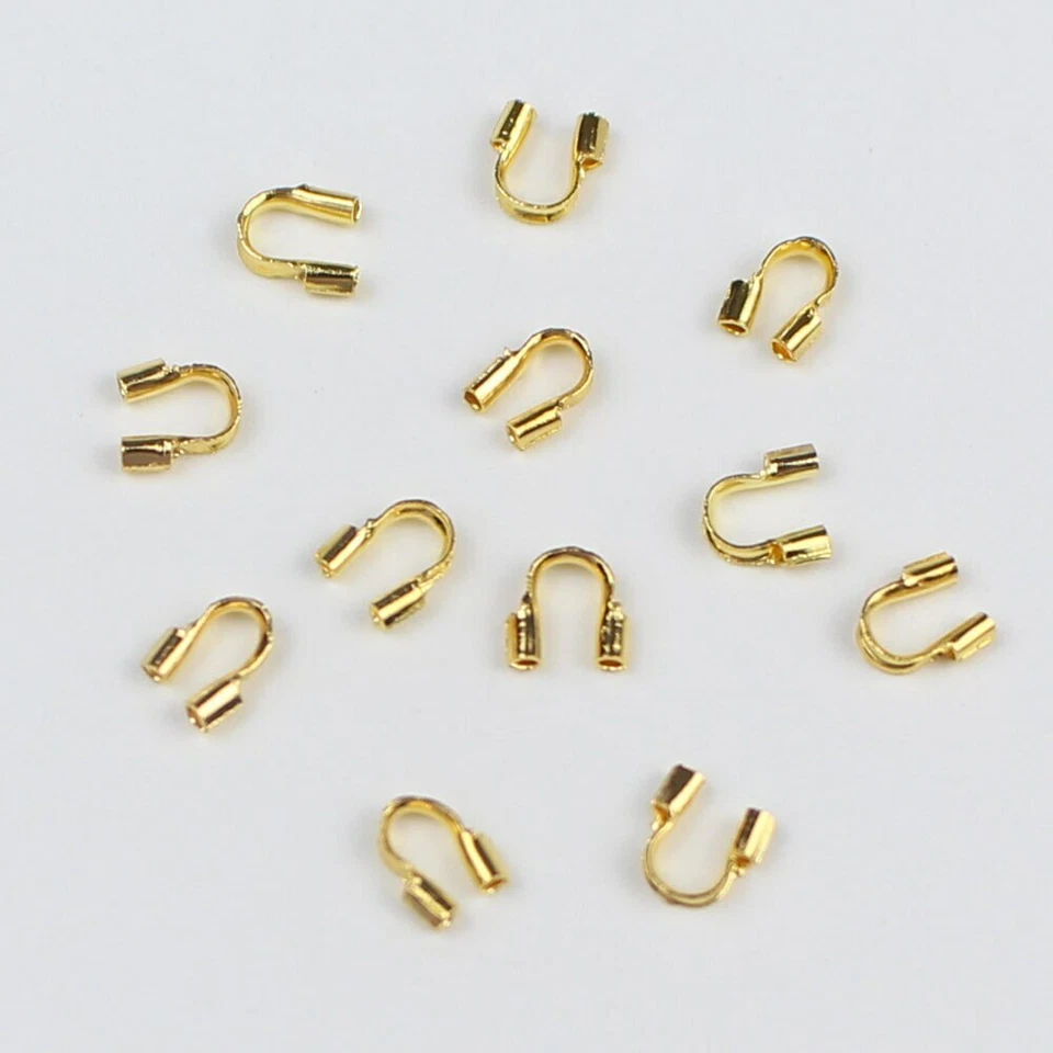 Protectores de alambre de 4,5 x 4 mm 100 piezas bucles conector en forma de U cuentas de extremo de crimpado Foto 3 de 4