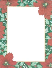 Red Poinsettia Holly Letter Size Designer Computer Paper 38 Sheets Partial Pack
