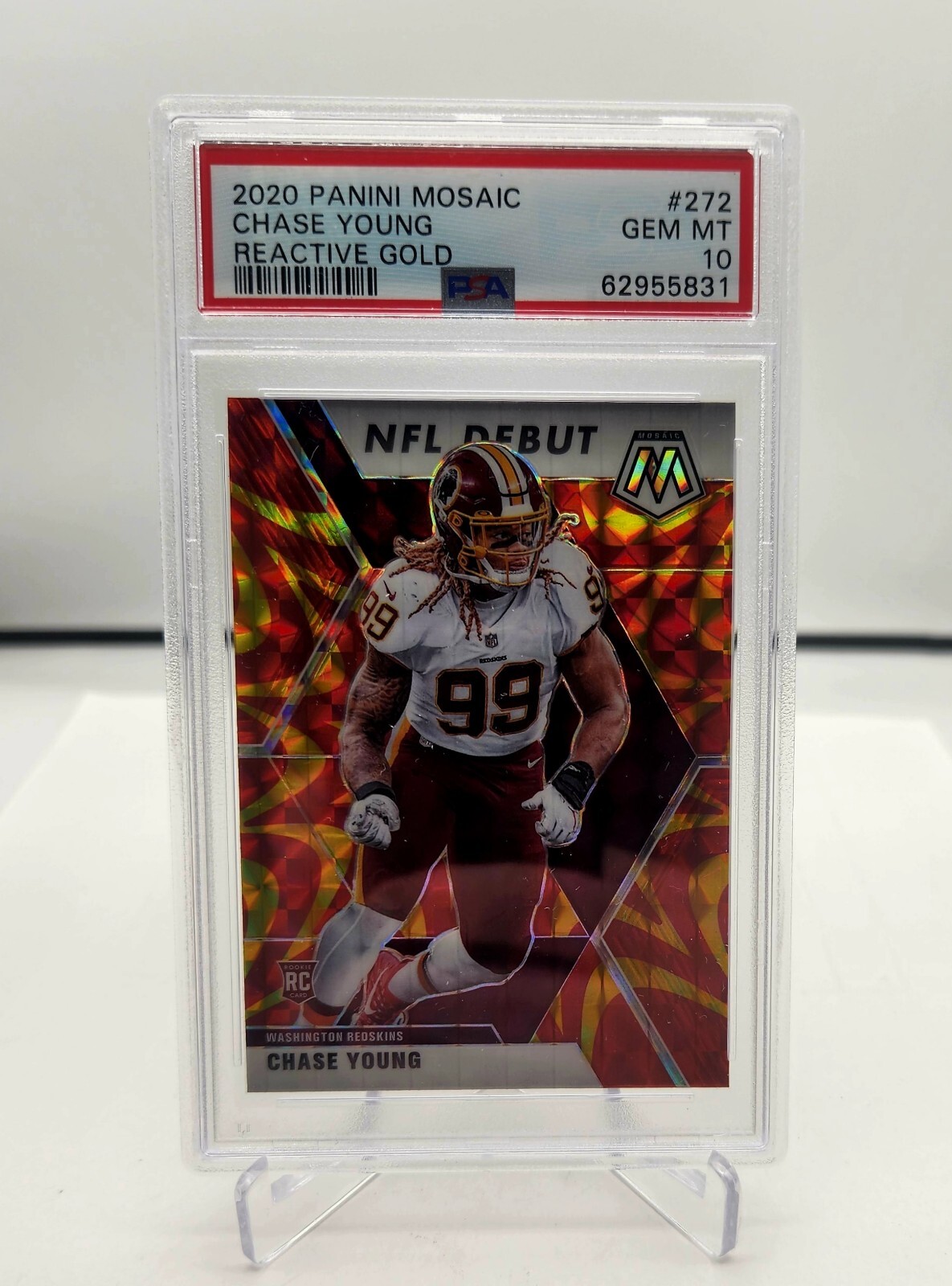 2020 Panini Mosaic Chase Young #272 RC Reactive Gold Rookie Card PSA 10 GEM MINT