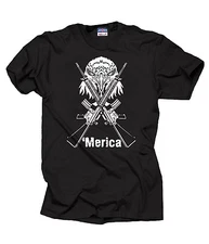 Merica USA Freedom Eagle Crossed Guns Cool Patriotic T-shirt Tee Shirt