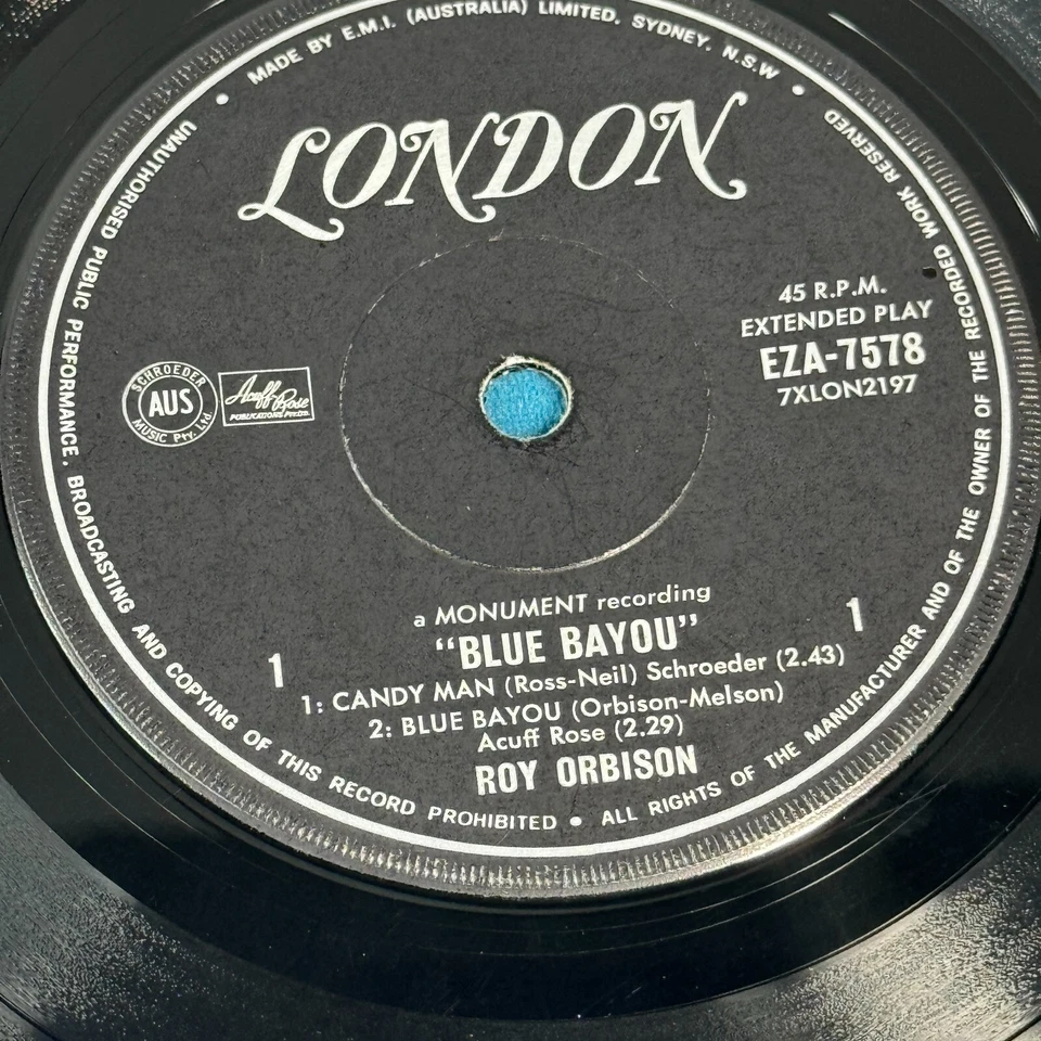 ROY ORBISON Candy Man / Blue Bayou +2 RARE OZ EP Australia 45 rockabilly 1964 - Image 3 of 4