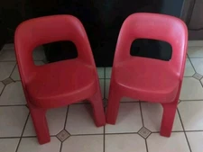 Step 2 Child Chairs Red Plastic Chunky Cris Cross Style Children Chairs Step2
