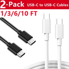2 Pack USB-C to USB-C Fast Charging Cable Type C Quick Charging Cord Data SYNC