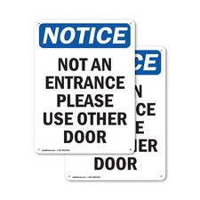  2 Pack Not An Entrance Please Use Other Door OSHA Notice Sign Decal Metal