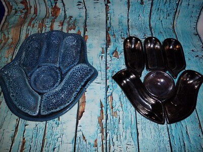 Authentische marokkanische Keramik 13 Stück - Hand von Fatima Servierplatte blau und schwarz