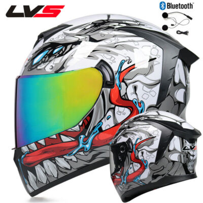 Bluetooth Motorcycle Helmet Modular Flip Up Full Face Dual Lens Moto Helmet DOT