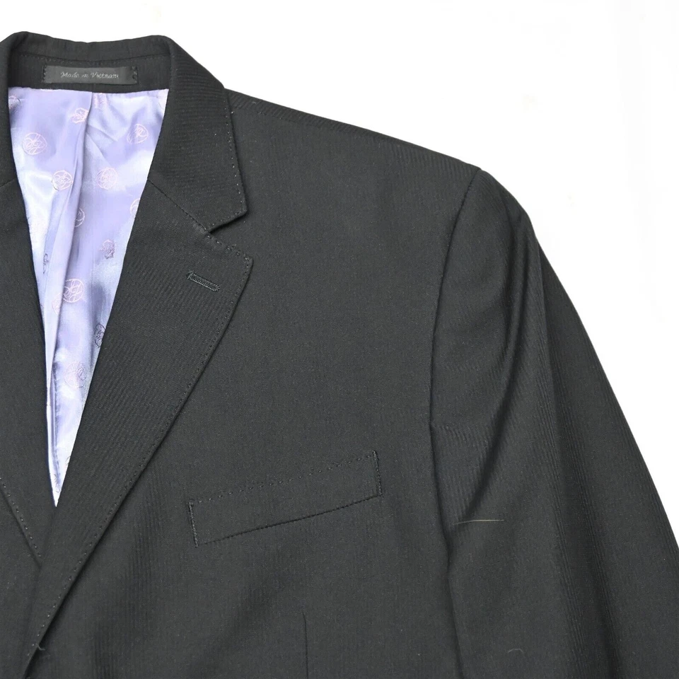 Sean John 44L 38x30Black Stripe Enterprise Mens Sport Coat Jacket Pants Suit - Image 2 of 4