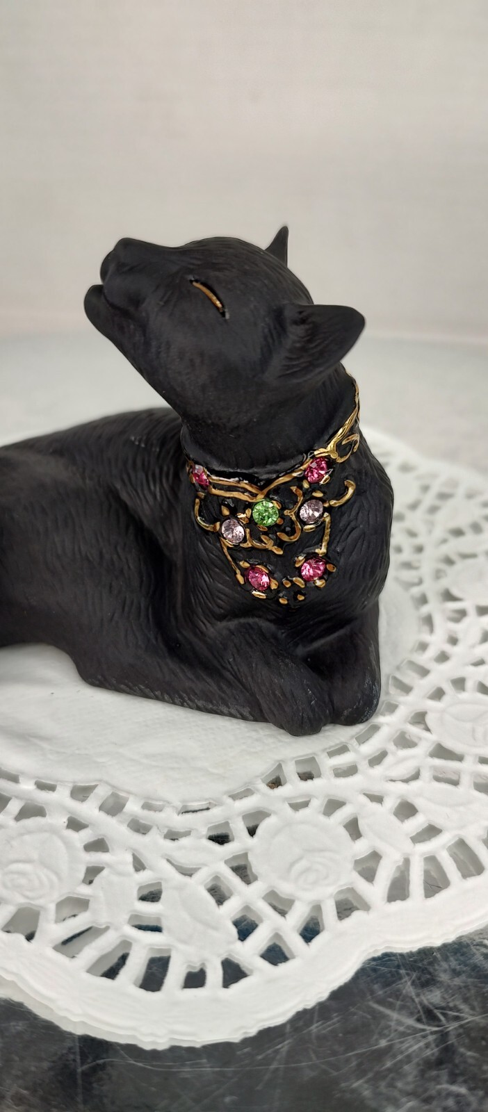 Lenox Cats Black Matt 14K Painted Crystals "Sunshine Daydreams Cat Rare