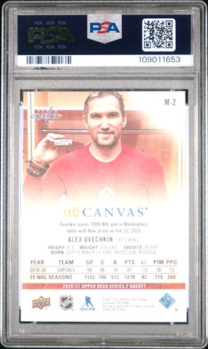 2020-21 Upper Deck Alex Ovechkin Canvas Achievement 700th Goal PSA 10 POP 2 - Picture 2 of 2
