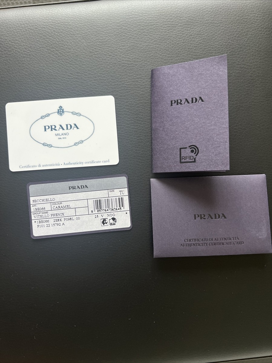 New Prada Bucket Shoulder Bag Guitar Strap Vitello Phenix 1BE066