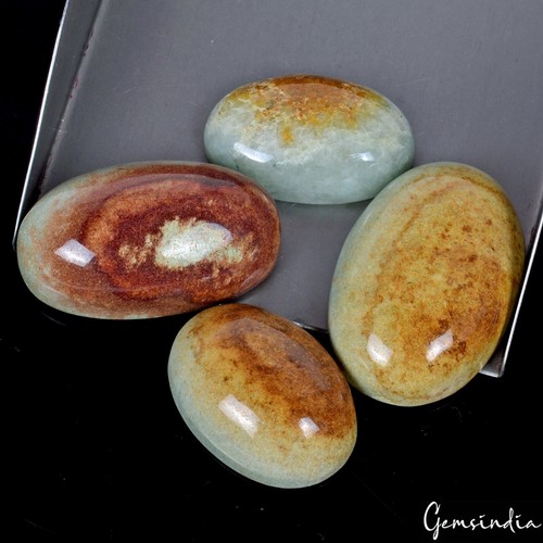 350 Ct Natural Untreated Jade Jadeite Oval Cab Loose Gems Lot 4 Pcs For Jewelry - 第 1/7 張圖片