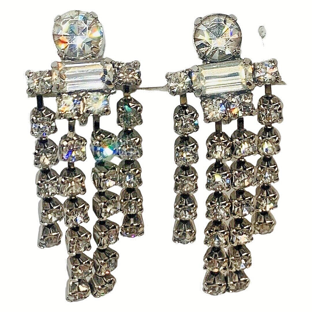 Rhinestone  Earrings Formal Dangle Statement Wedd… - image 3