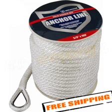 Attwood 11724-1 3/8" x 100' Polypropylene Solid Braid Anchor Line with Thimble