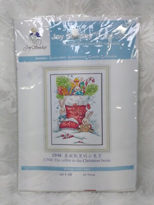 Joy Sunday Cross Stitch Kit,The Rabbit in Christmas Boots  21 X 31cm # 12948