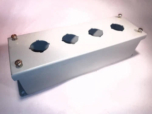 FURNAS 52EA41A 4 HOLE PUSH BUTTON ENCLOSURE 11-1/4" x 3-1/2" X 3"H NEMA 12-13