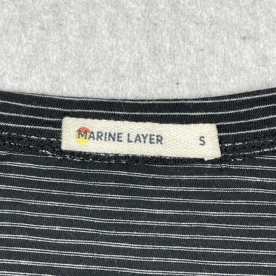 Camisa feminina camada marinha pequena listrada preta casual surfista praia viagem top - Imagem 3 de 4