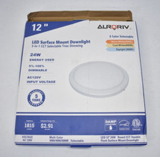 Auroriv LED Surface Mount Downlight 24W AC120V 3 In 1 CCT Dimming 3 Color