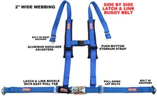 OFF ROAD SIDE BY SIDE 2" SEAT BELT HARNESS RACING 4 POINT LATCH BLUE