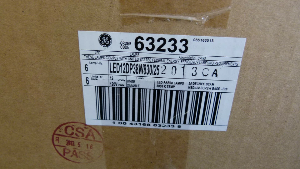 Box of 6 - GE 63233 - LED12DP38W830/25 12 Watt PAR38 120V Flood Lamp 3000K - Image 2 of 3