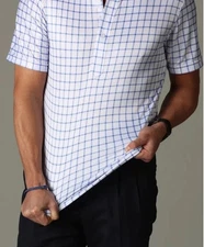 Collars & Co Mens The Original Dress collar   Polo check Blue grid  Large NEW