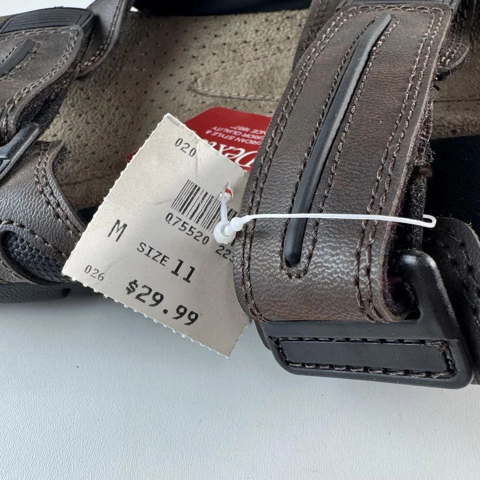 Sandalias Dexter Zapatos Para Hombre Talla 11 Marrón Correa de Cuero Cómodas Caminar Informales Foto 3 de 4