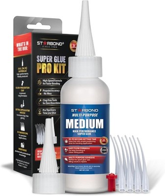 Starbond 2 oz Medium Super Glue Pro Kit - Multi-Purpose Premium CA Glue, 150 cPs