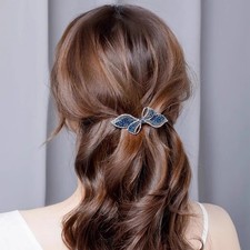 Women Crystal Bow Barrette Rhinestone Ribbon Hair Clip Wedding Jewelry Hairpins