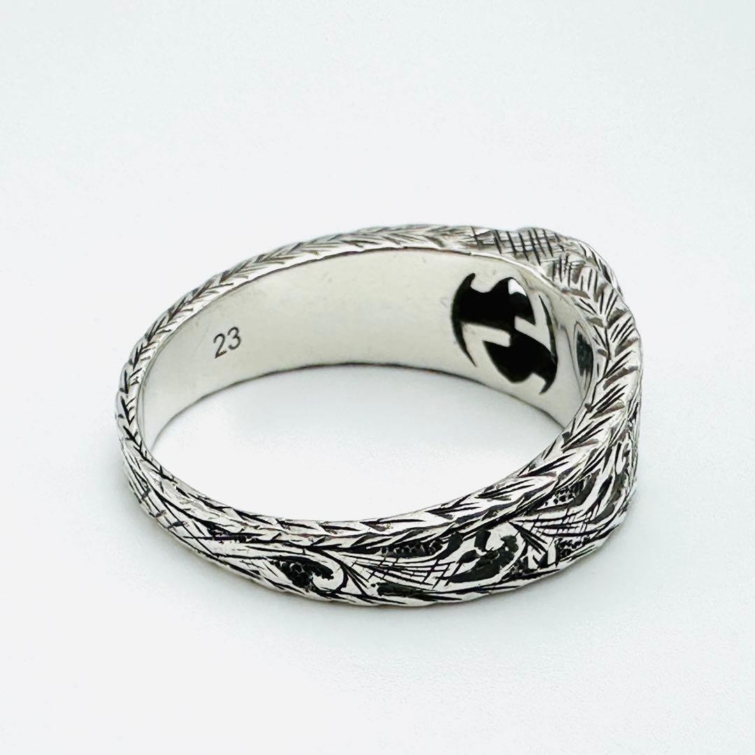 GUCCI Interlocking Arabesque Silver Ring Engraved… - image 4