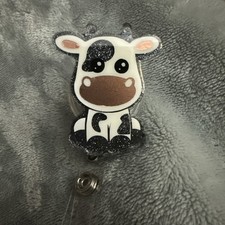 Glitter Baby Cow Badge Reel