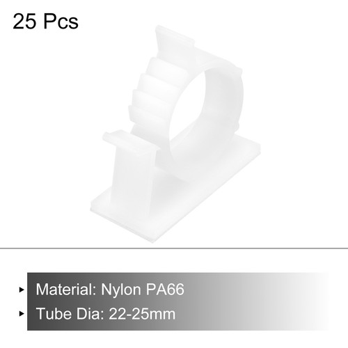 25Pcs Cable Management Clips, 22-25mm Dia Self Adhesive Nylon, Adjustable White - Afbeelding 3 van 5