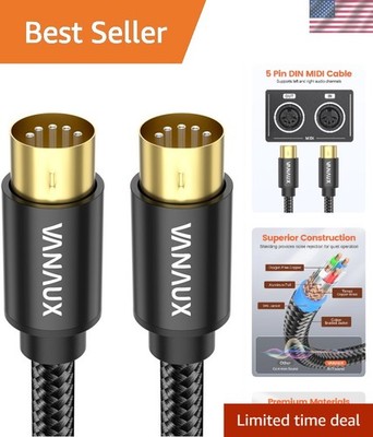3ft Male-to-Male 5-Pin MIDI Cable - Perfect for Music Studios & Performances