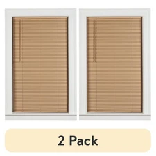  1" Cordless Vinyl Room Darkening Mini Blinds, Khaki 35"W x 48"L
