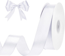 White Satin Ribbon 1 Inch x 50 Yards for Crafts Bows Wedding and Gift Wrap