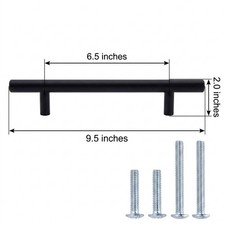 10-Pack Euro Bar Cabinet Handles 6.13in Length 3.75in Hole Center Matte Black