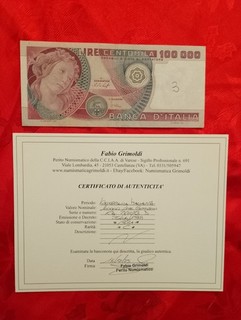 🍾 100000 LIRE BOTTICELLI 20/06/1978 BB con Perizia Numismatica