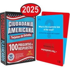 US Citizenship Flash Cards 2025 : Study Guide: Ciudadania Americana Spanish and