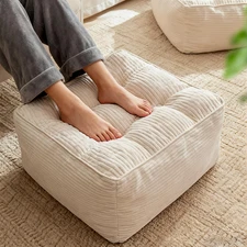 Square Pouf Ottoman, Boho Stuffed Poufs Ottoman with Memory Foam Filled 21.6 X 1