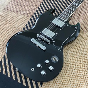 Standard Black SG Electric Guitar Chrome Hardware Cross inlay