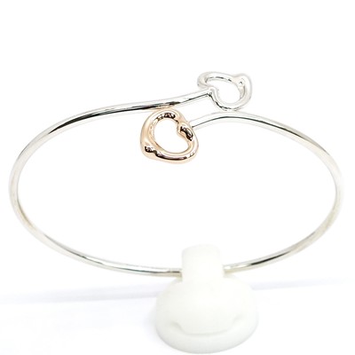 TIFFANY & Co. double open heart Bangle Bracelet 925 K18PG